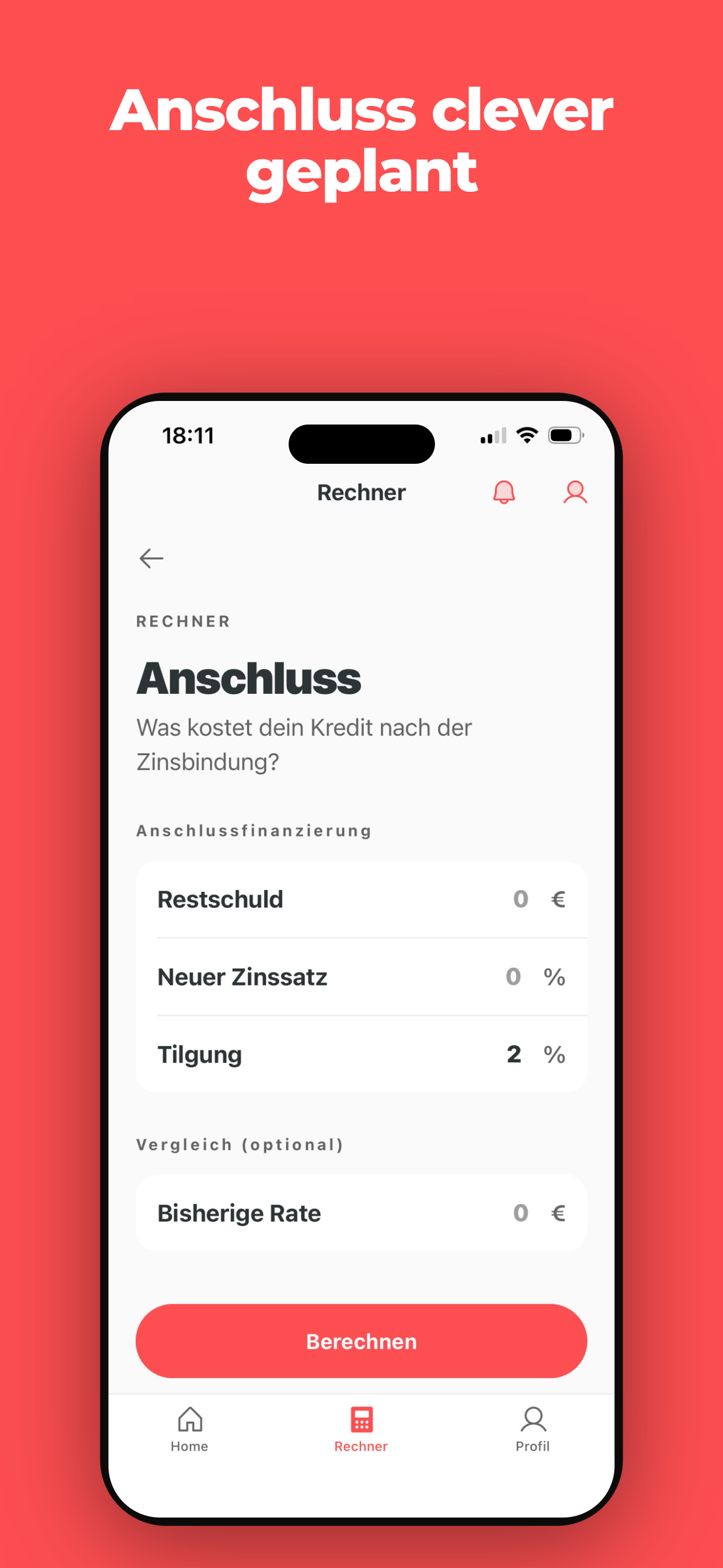 Anschlussfinanzierungs-Rechner von vistavo mit der Rate nach der Zinsbindung